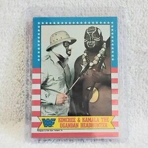 3/$25 Mint 1987 Topps Kimchee & Kamala the Ugandan Headhunter WWF Card 11!!